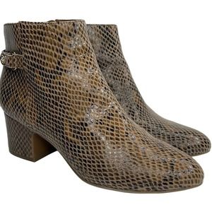 Anne Klein Hilda Women's Brown Snake Boots Size 7M Animal Print Booties